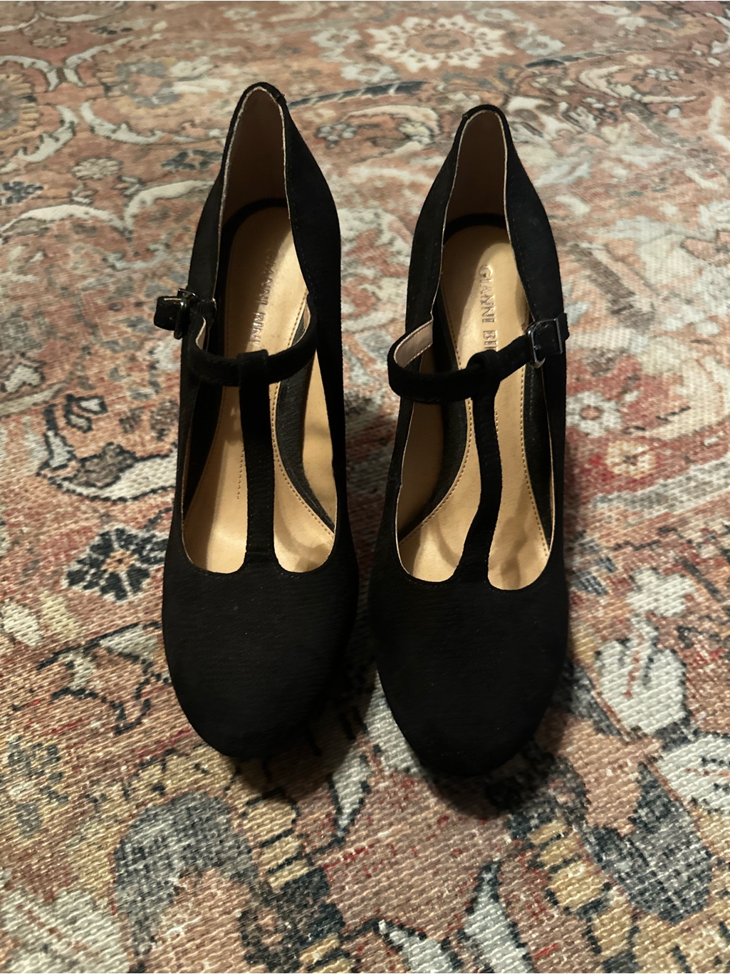 Gianni Bini Black T-Strap Suede-Look Heels — image 2 of 3
